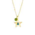 The Star Necklace with 4 Prong Solitaire Pendant YG (4mm) (Dec, Aug) - Eclat by Oui