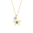 The Star Necklace with 4 Prong Solitaire Pendant YG (4mm) (Dec, Jun) - Eclat by Oui