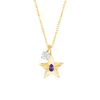 The Star Necklace with 4 Prong Solitaire Pendant YG (4mm) (Feb, Apr) - Eclat by Oui