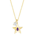 The Star Necklace with 4 Prong Solitaire Pendant YG (4mm) (Feb, Apr) - Eclat by Oui
