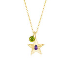 The Star Necklace with 4 Prong Solitaire Pendant YG (4mm) (Feb, Aug) - Eclat by Oui