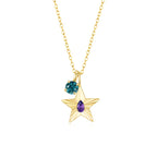 The Star Necklace with 4 Prong Solitaire Pendant YG (4mm) (Feb, Dec) - Eclat by Oui