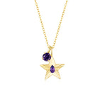 The Star Necklace with 4 Prong Solitaire Pendant YG (4mm) (Feb, Feb) - Eclat by Oui