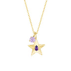 The Star Necklace with 4 Prong Solitaire Pendant YG (4mm) (Feb, Jun) - Eclat by Oui