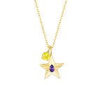The Star Necklace with 4 Prong Solitaire Pendant YG (4mm) (Feb, Nov) - Eclat by Oui