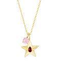 The Star Necklace with 4 Prong Solitaire Pendant YG (4mm) (Jan, Oct) - Eclat by Oui