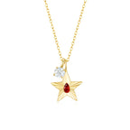 The Star Necklace with 4 Prong Solitaire Pendant YG (4mm) (Jul, Apr) - Eclat by Oui