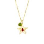 The Star Necklace with 4 Prong Solitaire Pendant YG (4mm) (Jul, Aug) - Eclat by Oui