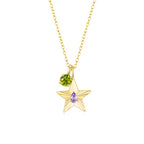 The Star Necklace with 4 Prong Solitaire Pendant YG (4mm) (Jun, Aug) - Eclat by Oui