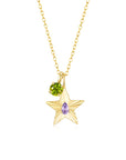 The Star Necklace with 4 Prong Solitaire Pendant YG (4mm) (Jun, Aug) - Eclat by Oui