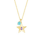 The Star Necklace with 4 Prong Solitaire Pendant YG (4mm) (Jun, Mar) - Eclat by Oui