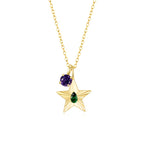 The Star Necklace with 4 Prong Solitaire Pendant YG (4mm) (May, Feb) - Eclat by Oui