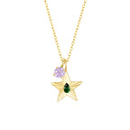 The Star Necklace with 4 Prong Solitaire Pendant YG (4mm) (May, Jun) - Eclat by Oui