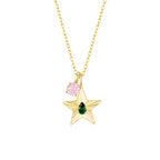 The Star Necklace with 4 Prong Solitaire Pendant YG (4mm) (May, Oct) - Eclat by Oui