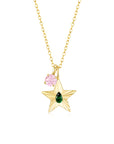 The Star Necklace with 4 Prong Solitaire Pendant YG (4mm) (May, Oct) - Eclat by Oui