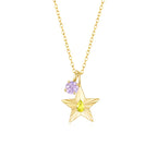 The Star Necklace with 4 Prong Solitaire Pendant YG (4mm) (Nov, Jun) - Eclat by Oui