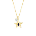 The Star Necklace with 4 Prong Solitaire Pendant YG (4mm) (Sep, Apr) - Eclat by Oui