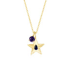 The Star Necklace with 4 Prong Solitaire Pendant YG (4mm) (Sep, Feb) - Eclat by Oui