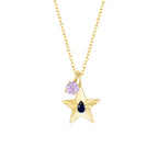 The Star Necklace with 4 Prong Solitaire Pendant YG (4mm) (Sep, Jun) - Eclat by Oui