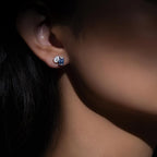 Toi et Moi Step Ear Studs (Pear + Moonmist Emerald) (Model) - Eclat by Oui