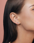 Toi et Moi Ear Studs Mini (Pink Pear + Emerald) (Model) - Eclat by Oui