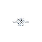 Diana Round Solitaire Pave Ring 4 Prong Front - Eclat by Oui