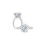 Diana Round Solitaire Pave Ring 4 Prong Both - Eclat by Oui