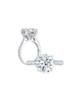 Diana Round Solitaire Pave Ring 4 Prong Both - Eclat by Oui