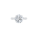 Diana Round Solitaire Pave Ring (4 Prong) WG (Front) - Éclat by Oui