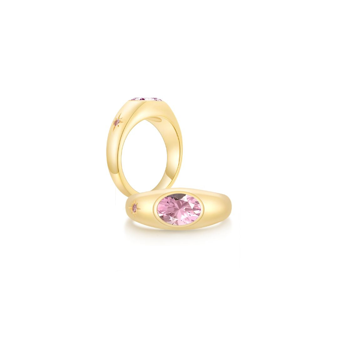 Twinlight Oval Signet Ring Both YG (Oct, Oct) - Eclat by Oui