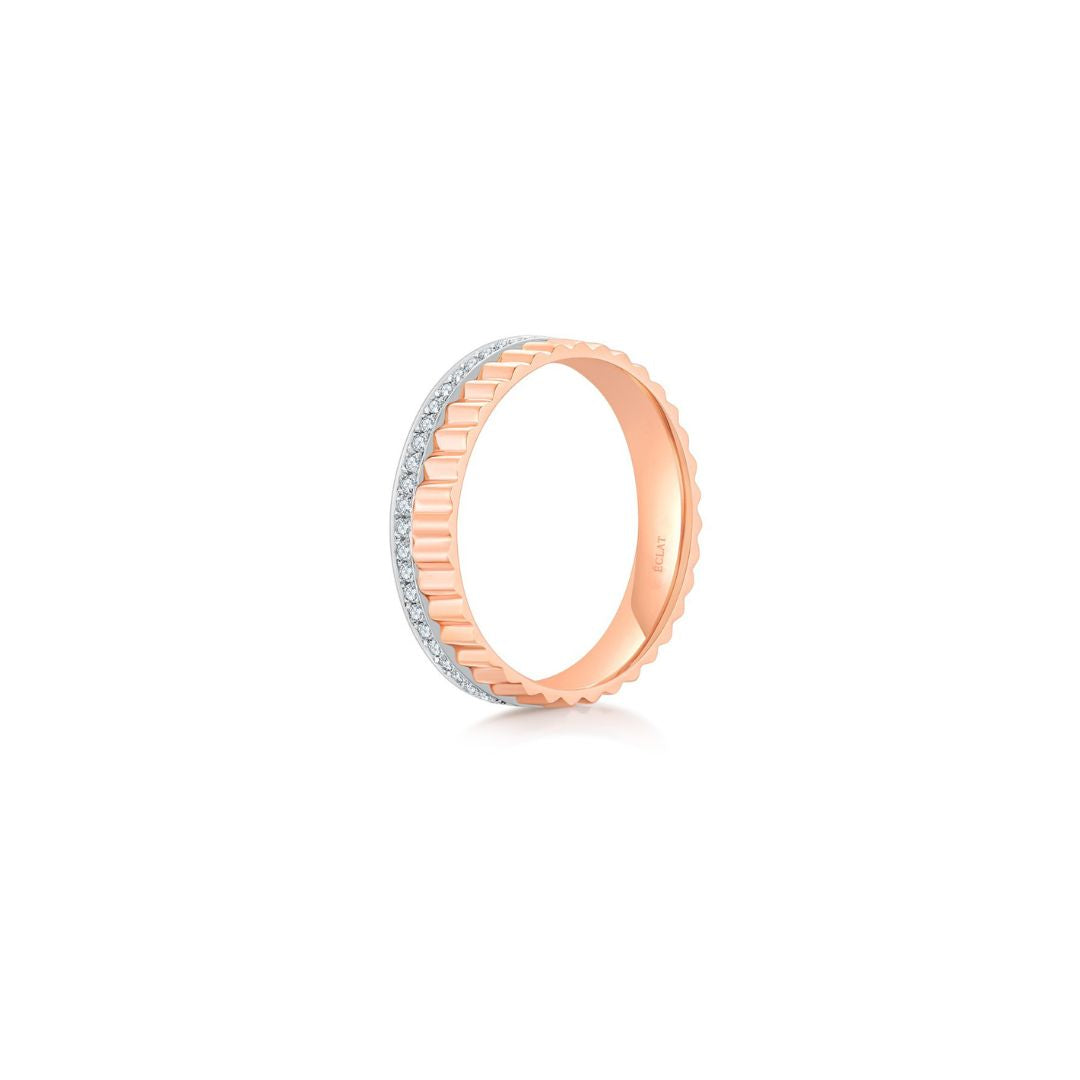 Fluted Band (Rose Gold) with Pave Stones Side - Eclat by Oui