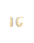 Fluted Earrings (Yellow Gold) with Pave Stones - Eclat by Oui