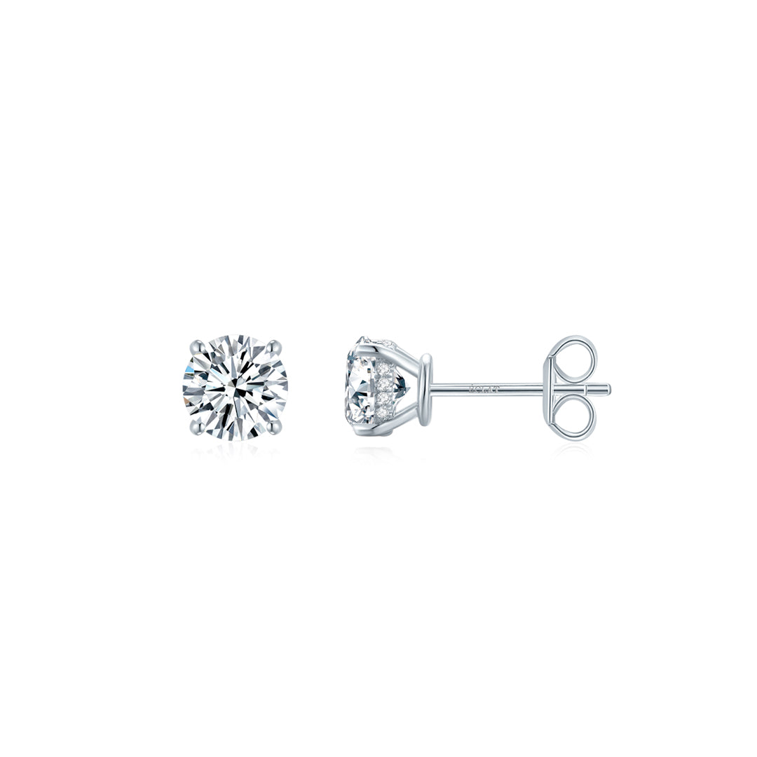 4 Prong Round Solitaire Ear Studs V4 WG - Éclat by Oui