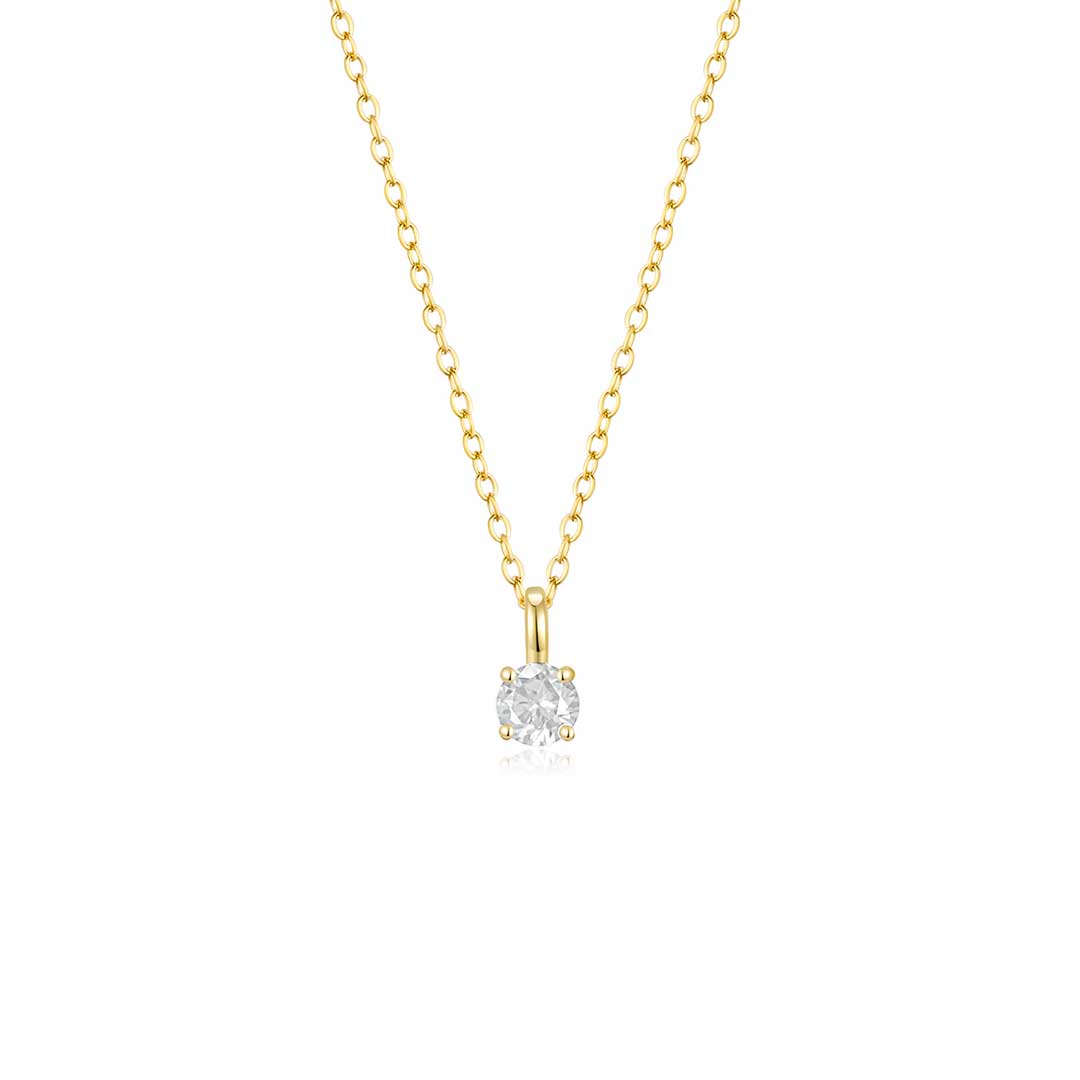 4 Prong Solitaire Pendant Necklace Apr (YG) - Eclat by Oui