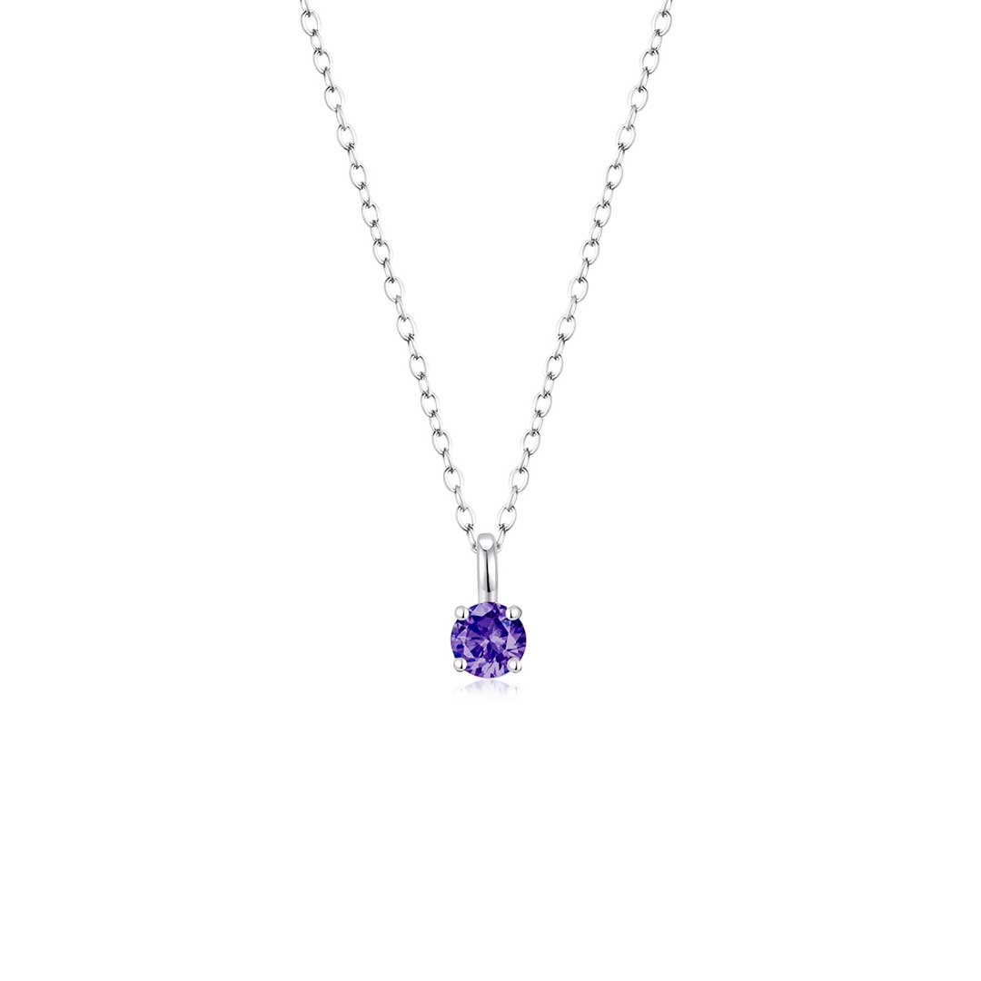 4 Prong Solitaire Pendant Necklace Feb (WG) - Eclat by Oui