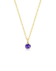 4 Prong Solitaire Pendant Necklace Feb (YG) - Eclat by Oui