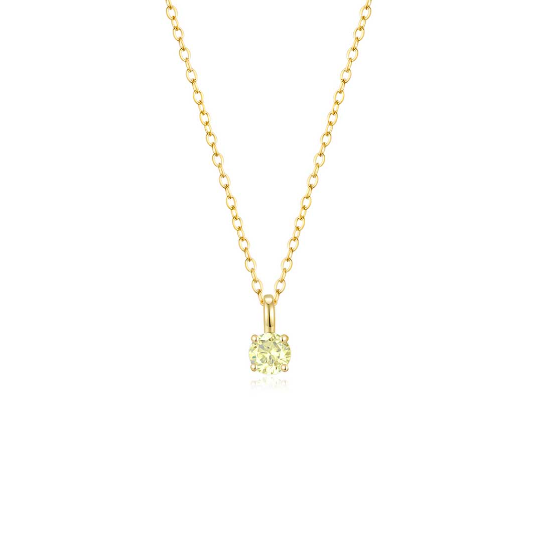 4 Prong Solitaire Pendant Necklace Nov (YG) - Eclat by Oui