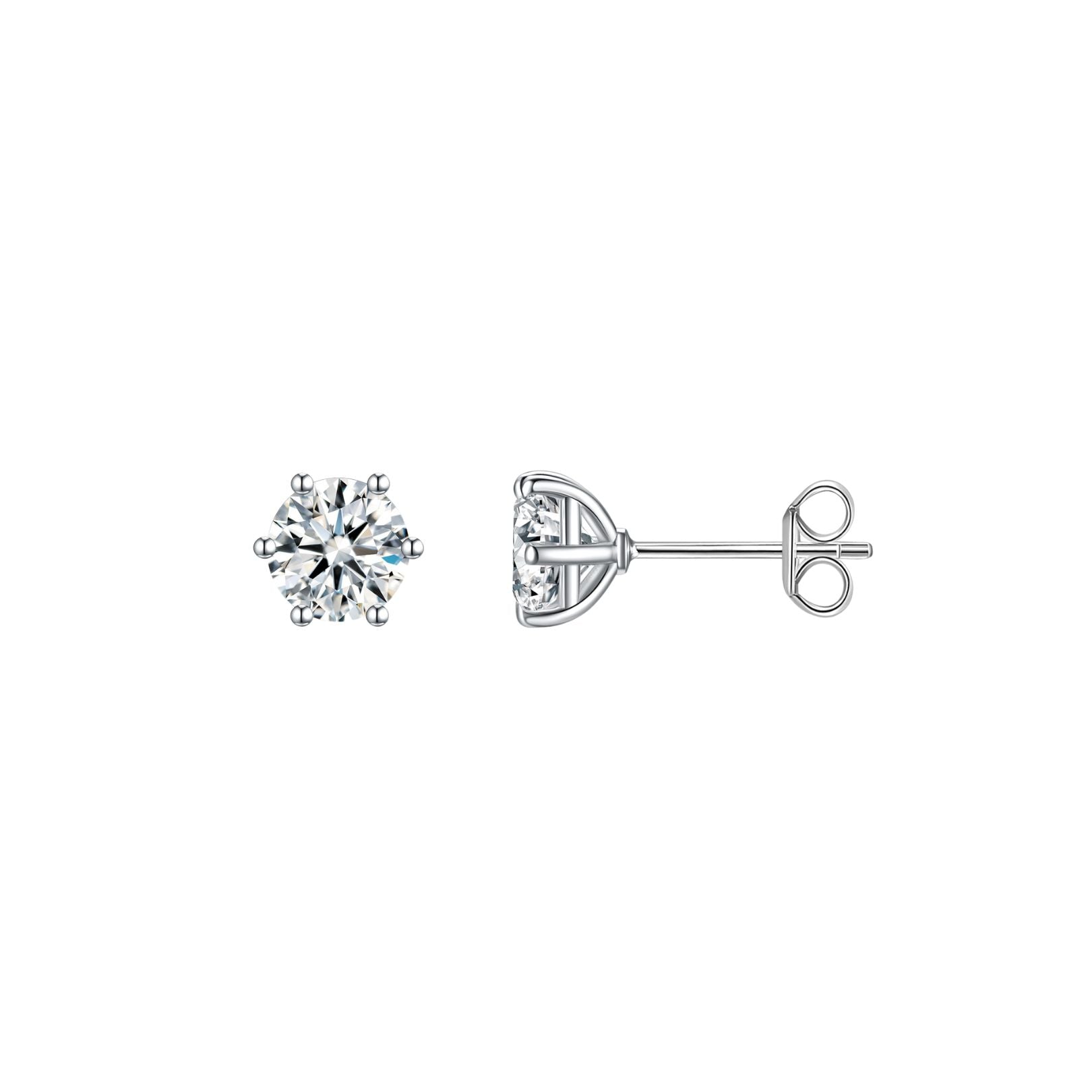 6 Prong Round Solitaire Ear Studs (Sample)