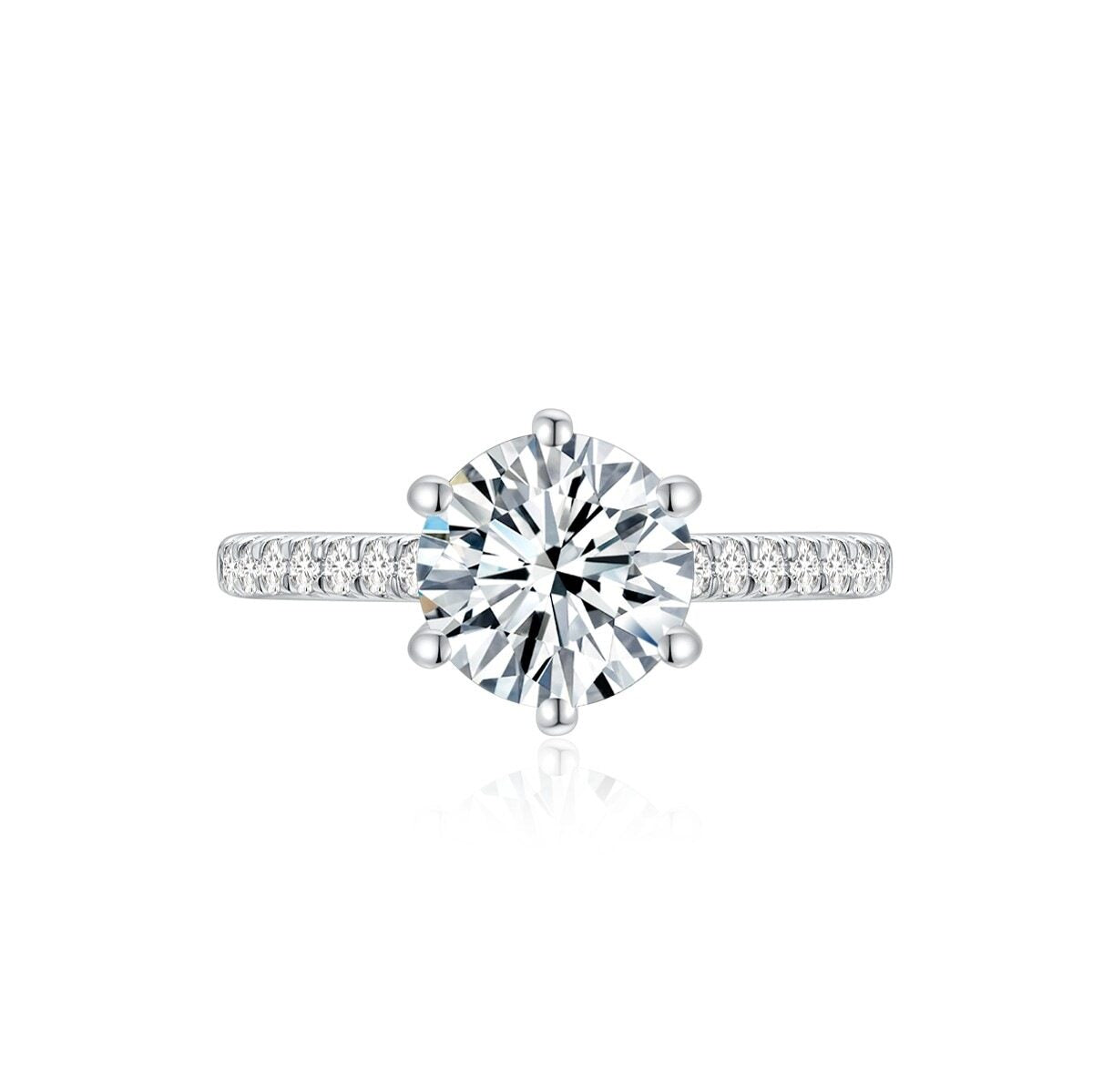 Paige Round Solitaire Pave Ring (6 Prong) (Sample)