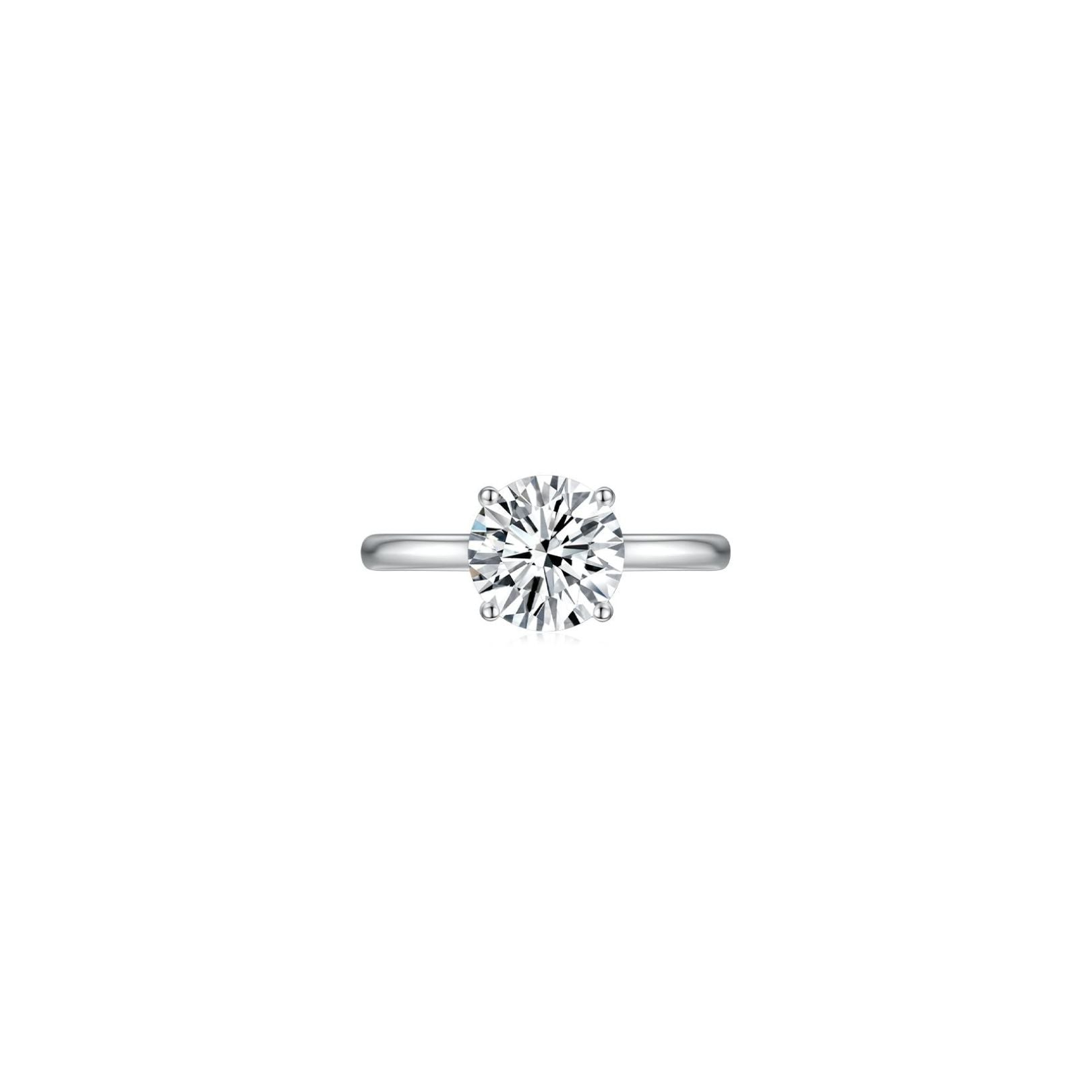 Alina Round Solitaire Plain Ring (4 Prong) (Front) - Eclat by Oui
