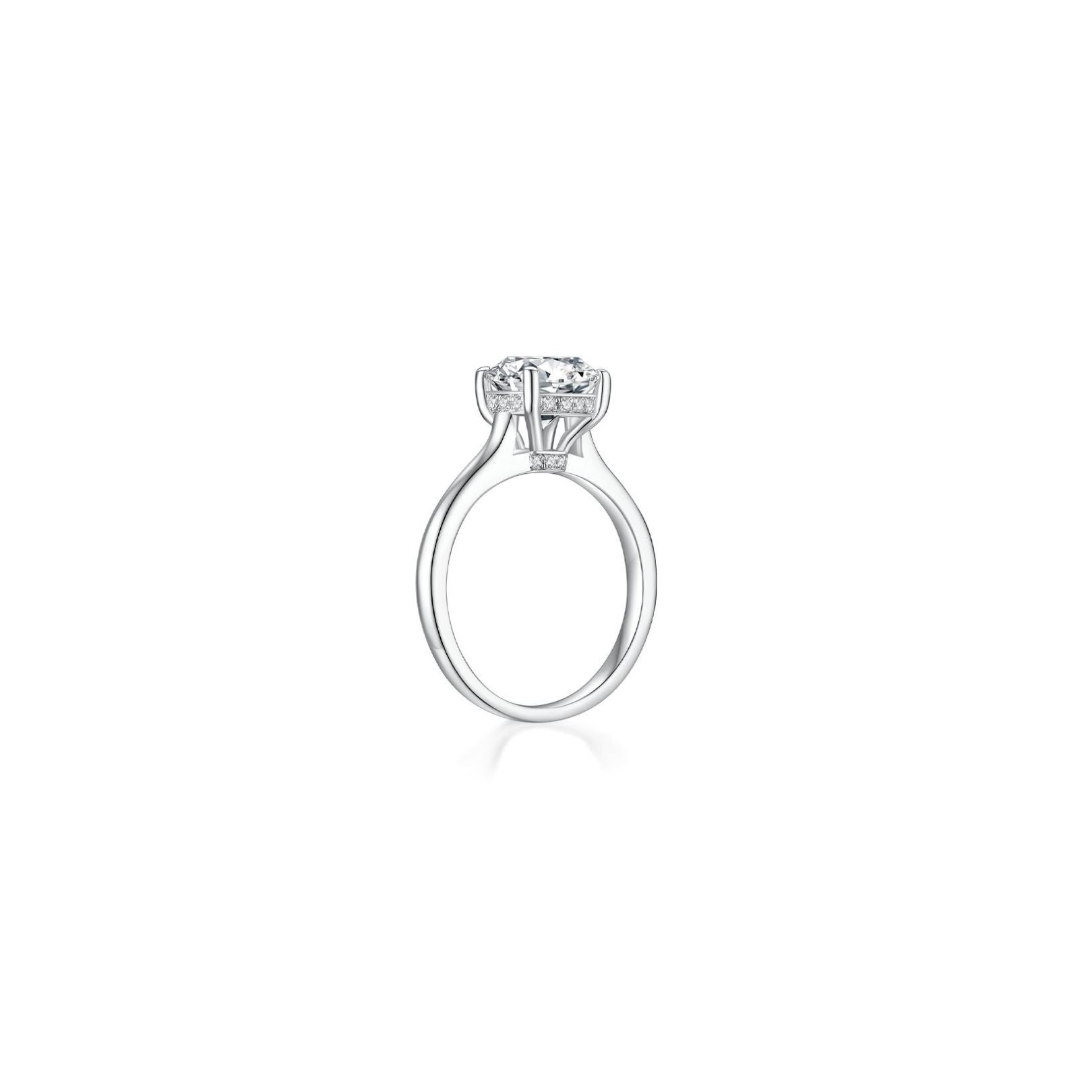 Alina Round Solitaire Plain Ring (4 Prong) (Side) - Eclat by Oui