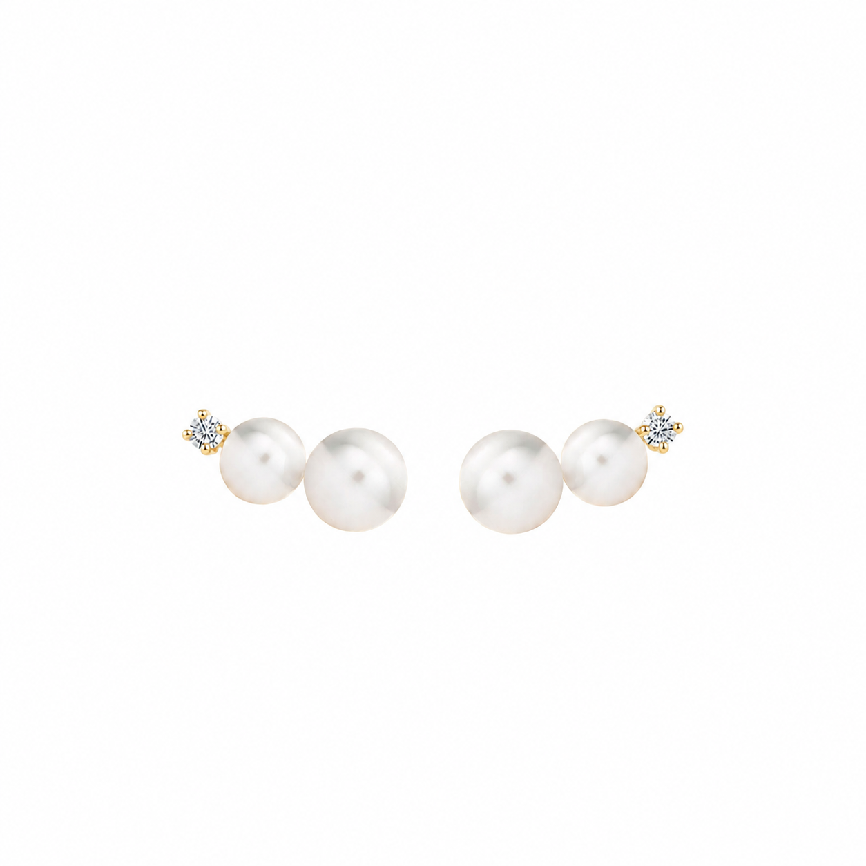 Anastasia Pearl Ear Climbers (2 Pearls) YG - Tricia Capsule Collection - Eclat by Oui