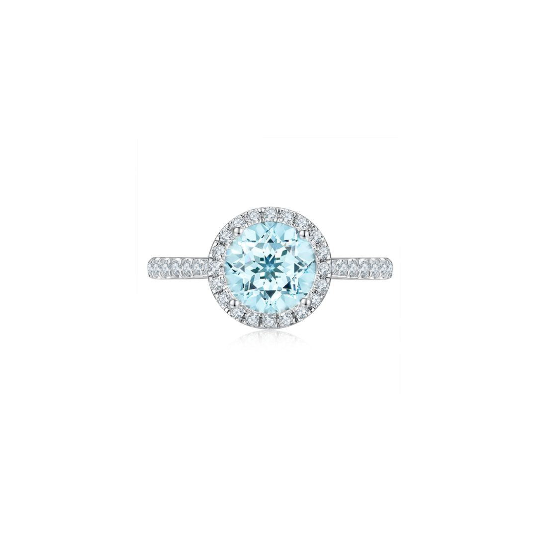 Annabelle in Aquamarine Blue Ring (Front) - Eclat by Oui