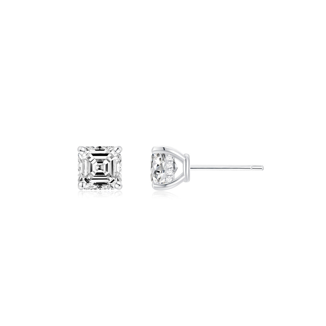 Asscher Solitaire Ear Studs WG - Éclat by Oui 
