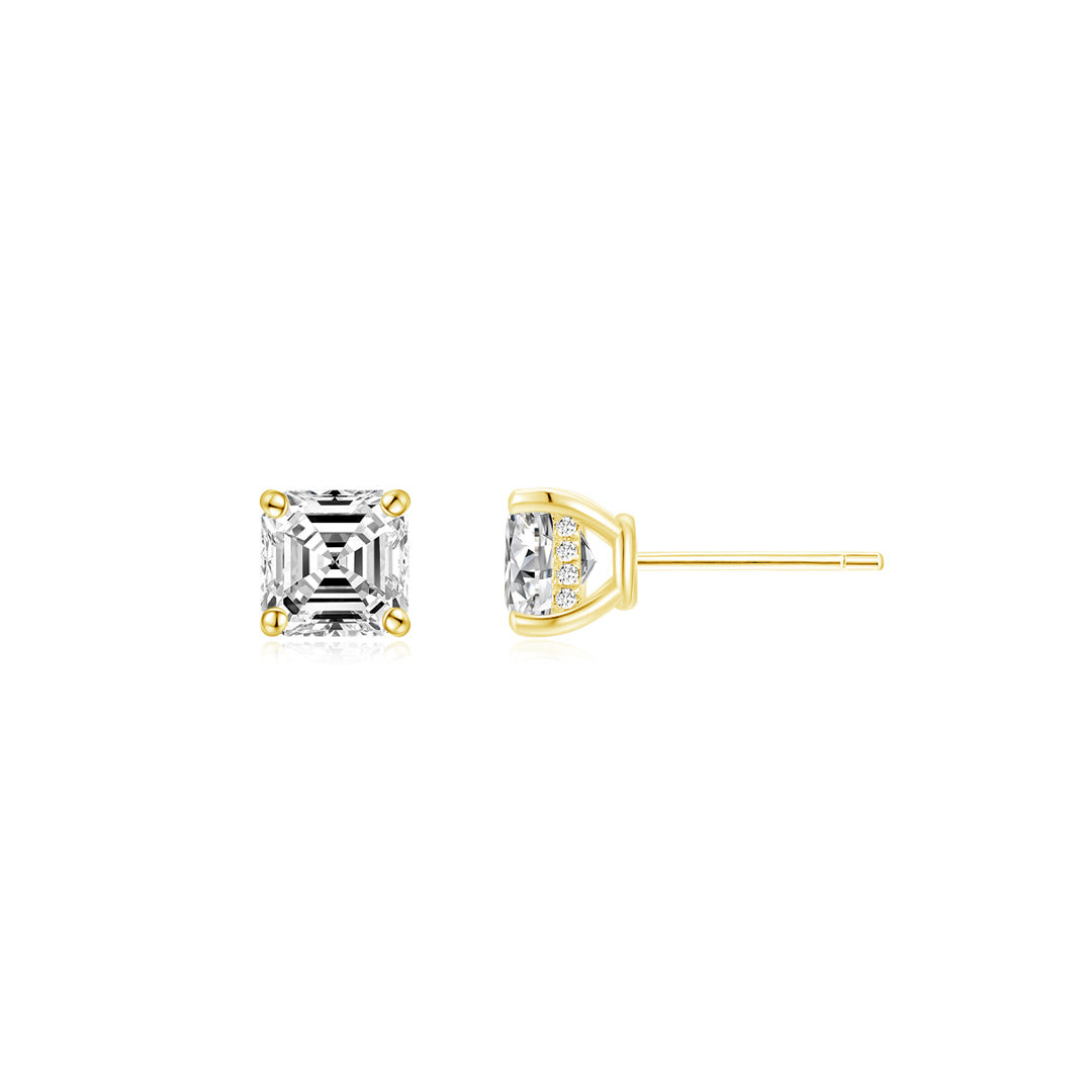 Asscher Solitaire Ear Studs YG - Éclat by Oui 