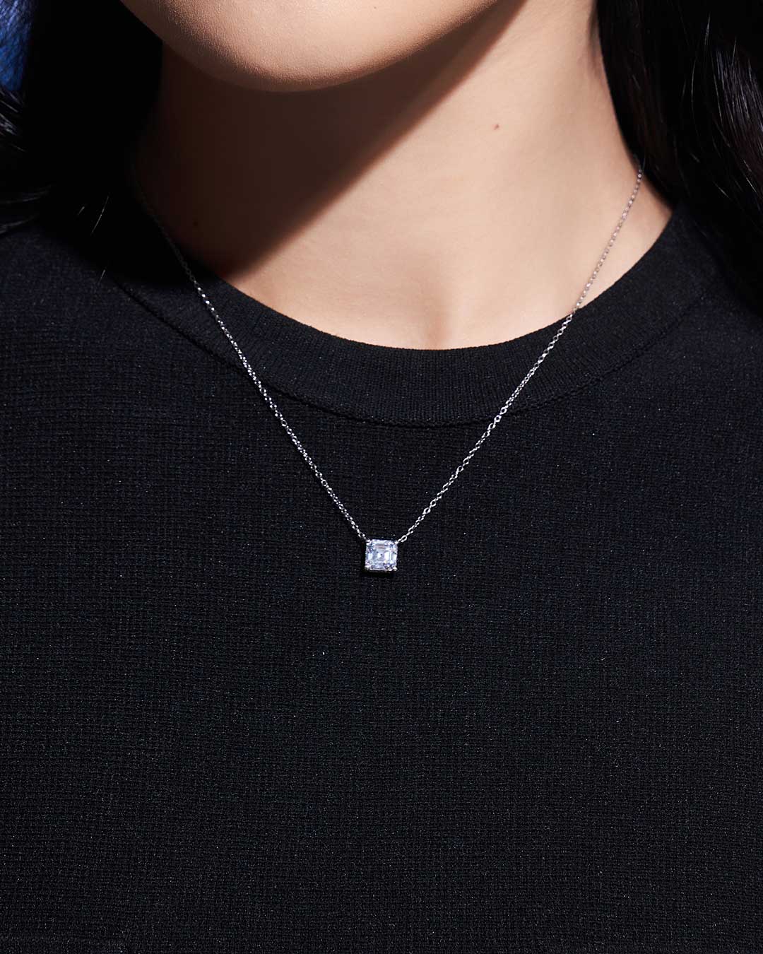 Asscher Solitaire Necklace 2CT (Model) - Eclat by Oui