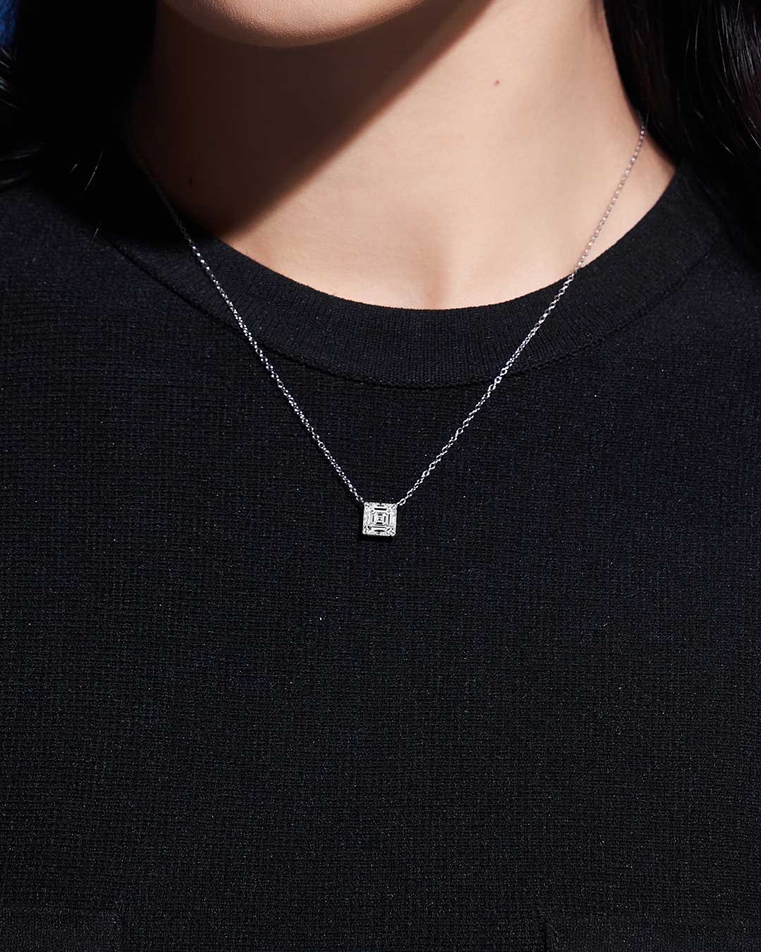 Asscher Solitaire Necklace 2CT (Model) - Eclat by Oui