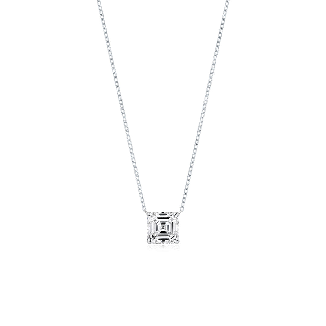 Asscher Solitaire Necklace WG (Front) - Éclat by Oui