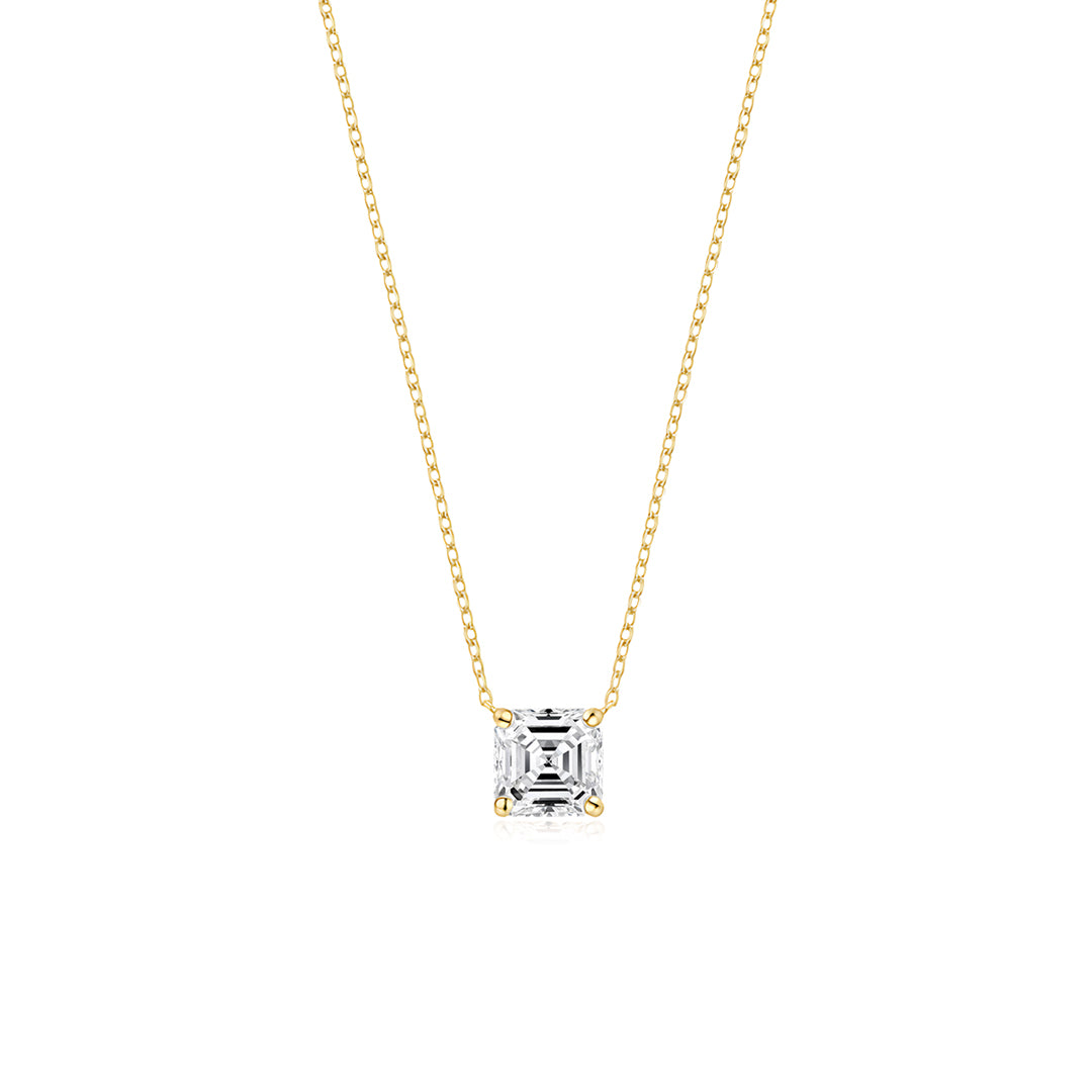 Asscher Solitaire Necklace YG (Front) - Éclat by Oui