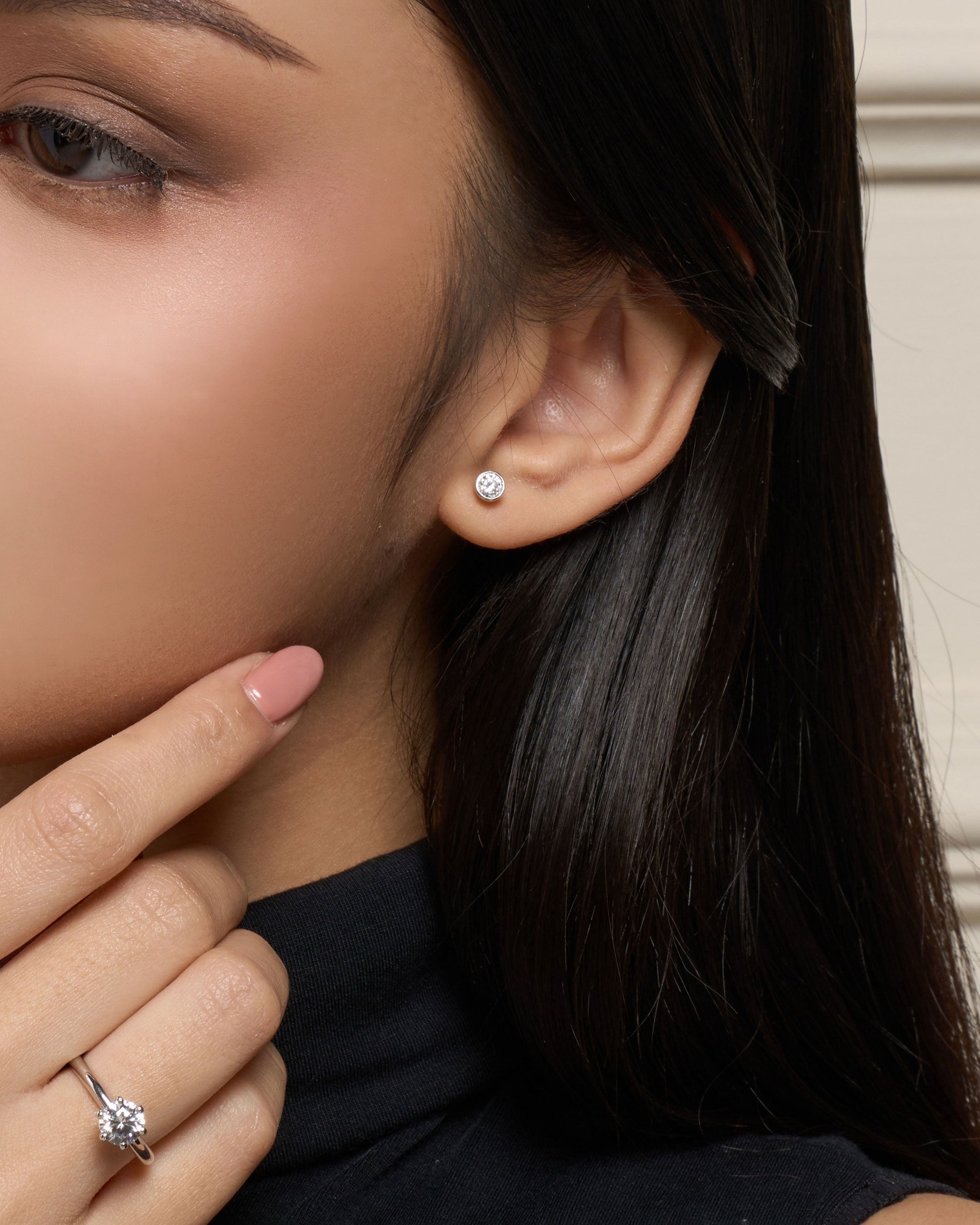 Bezel Solitaire Ear Studs (Sample)